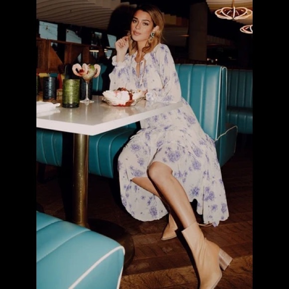 FREE PEOPLE Vintage Ivory Long Sleeve Midi Dress - Picture 2 of 8